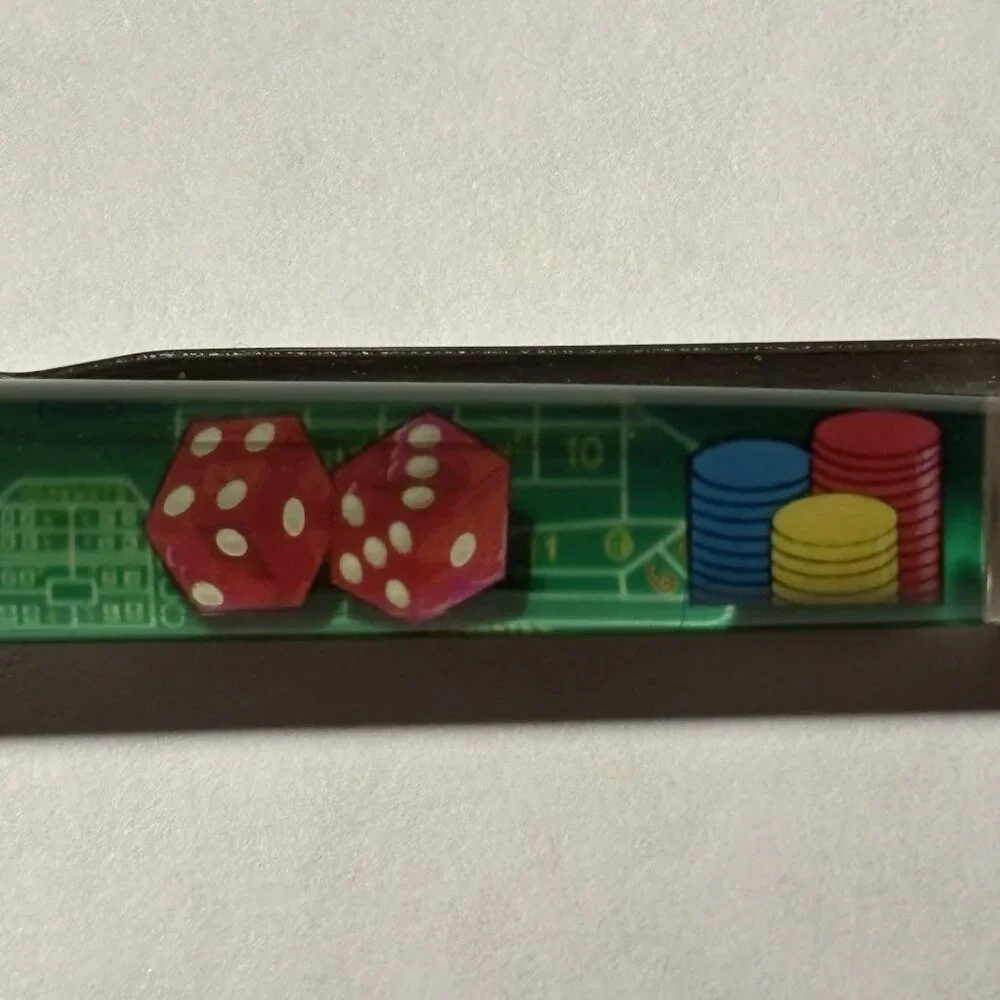 Las Vegas Craps Floaty Pen Red Dice Move by Game Table Poker Chip Stack Gambling